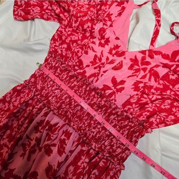 NEW Taylor pink and red printed ditzy Yoryu jaquard midi maxi dress 10‎ - Picture 9 of 10